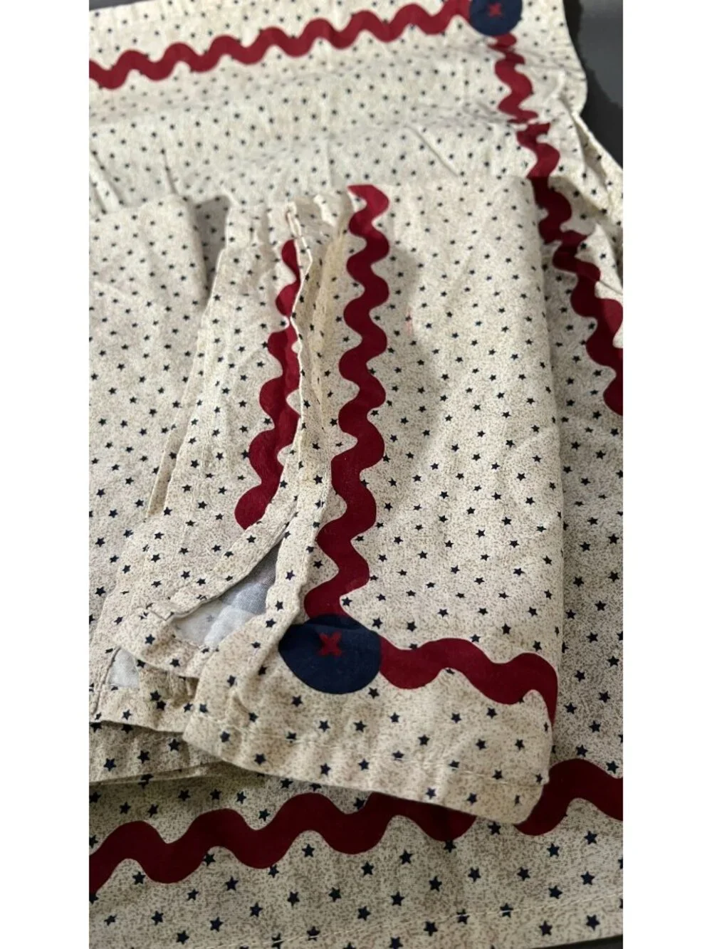 Patriotic Print Cotton Napkins Set Red & Blue Accents